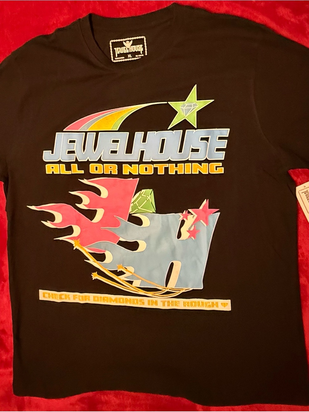 Jewelhouse Men's XL Black All Or Nothing Graphic Print Crew Neck Jersey T-Shirt